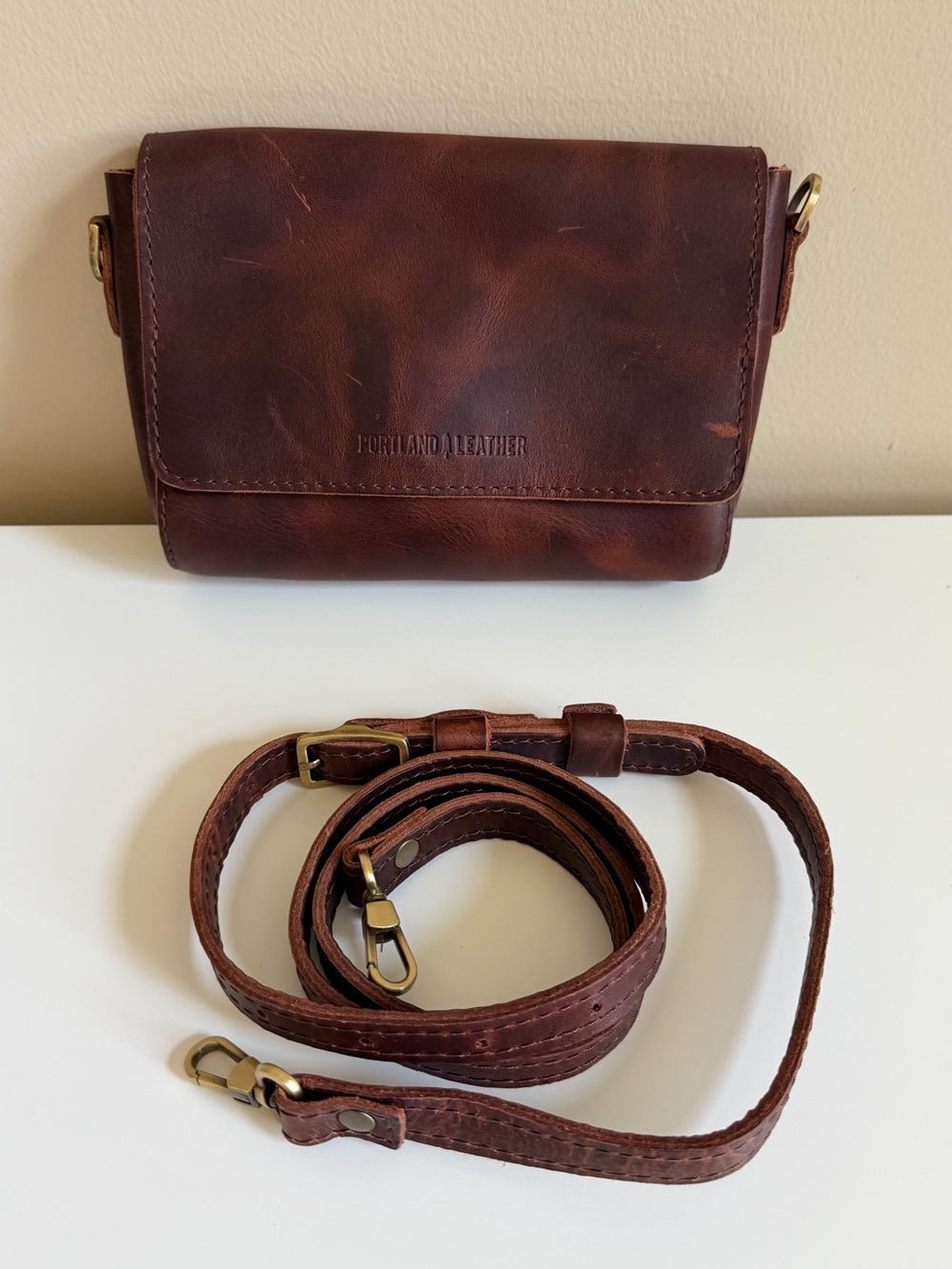 Portland Leather Mini Metro Crossbody Bag - Lava